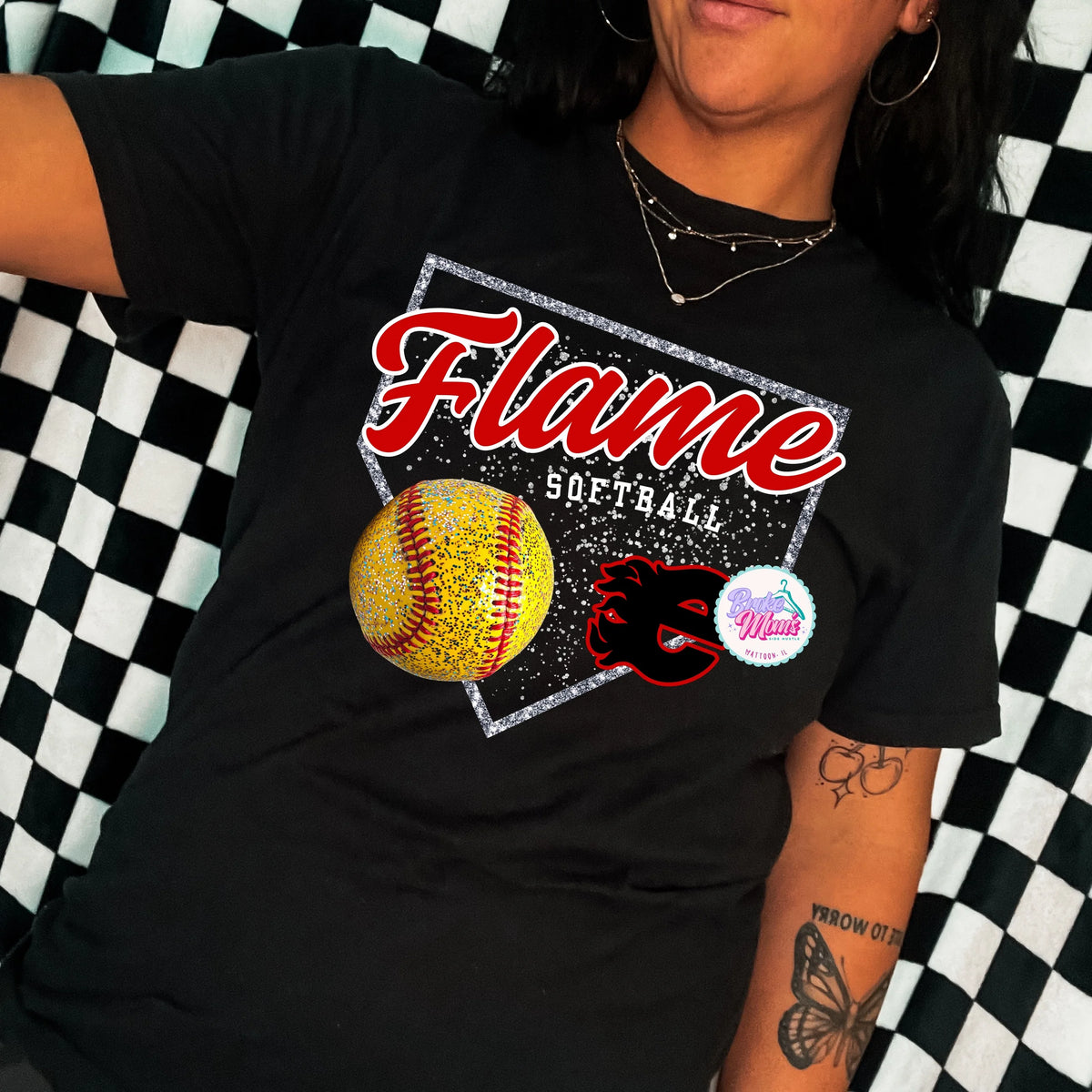 Effingham Flame Faux Glitter Plate Tee/Sweatshirt