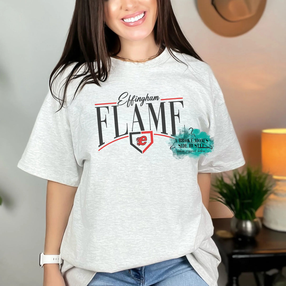 Flame Logo Curved Tee/Sweatshirt