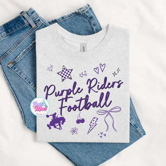 Purple Riders Football So Many Doodles Tee