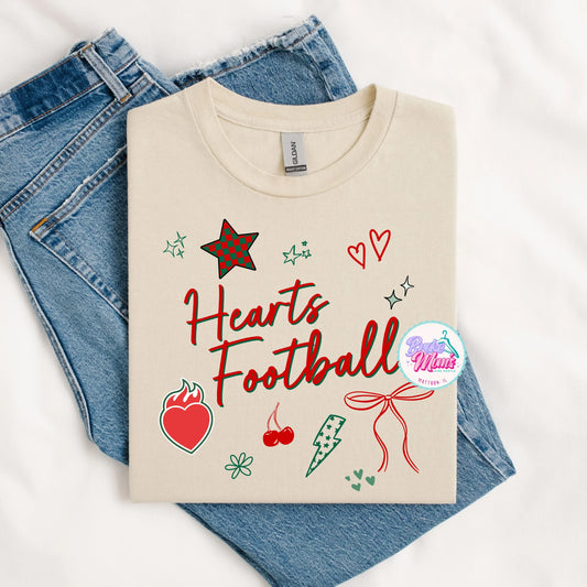 Hearts Football So Many Doodles Tee
