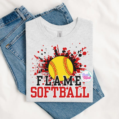 Effingham Flame Softball Splatter Tee