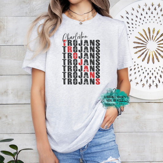 Charleston Trojans Double Letter Graphic Tee/Sweatshirt
