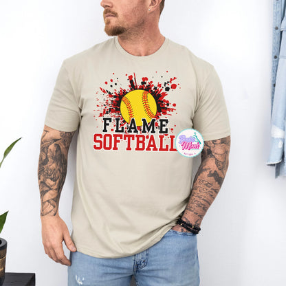 Mens Effingham Flame Softball Splatter Tee