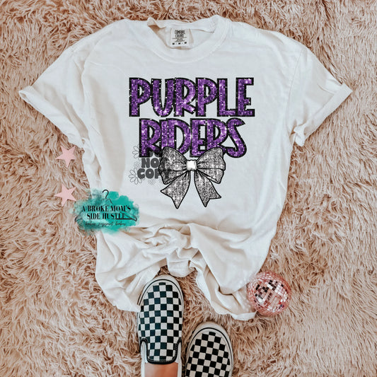 Arcola Purple Riders Faux Sequins Bow Tee/Sweatshirt