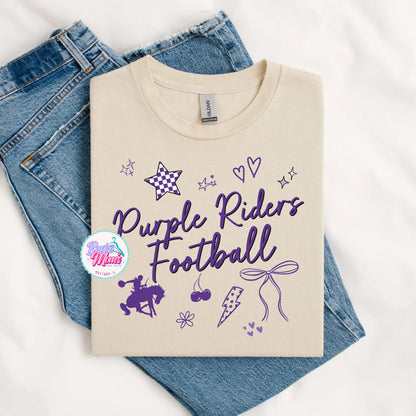 Purple Riders Football So Many Doodles Tee