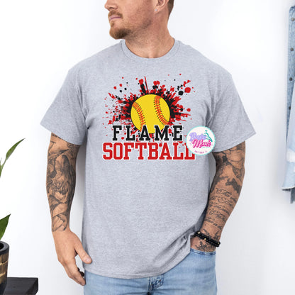 Mens Effingham Flame Softball Splatter Tee