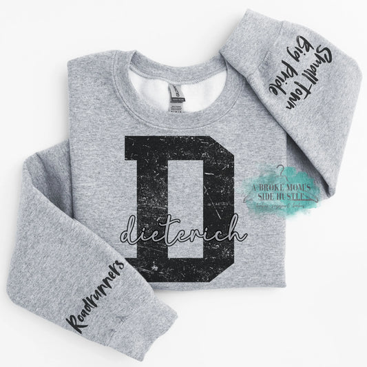 Dieterich Roadrunners Large Letter 2x Sleeve Sweatshirt