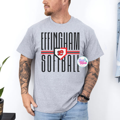 Mens Effingham Softball Long Letters Tee/Sweatshirt