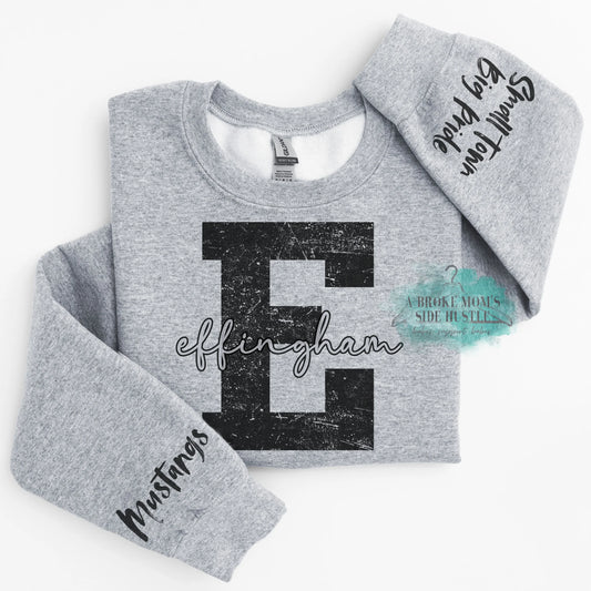 Effingham Mustangs Large Letter 2x Sleeve Sweatshirt