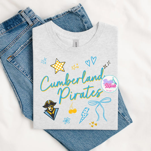 Cumberland Pirates So Many Doodles Tee
