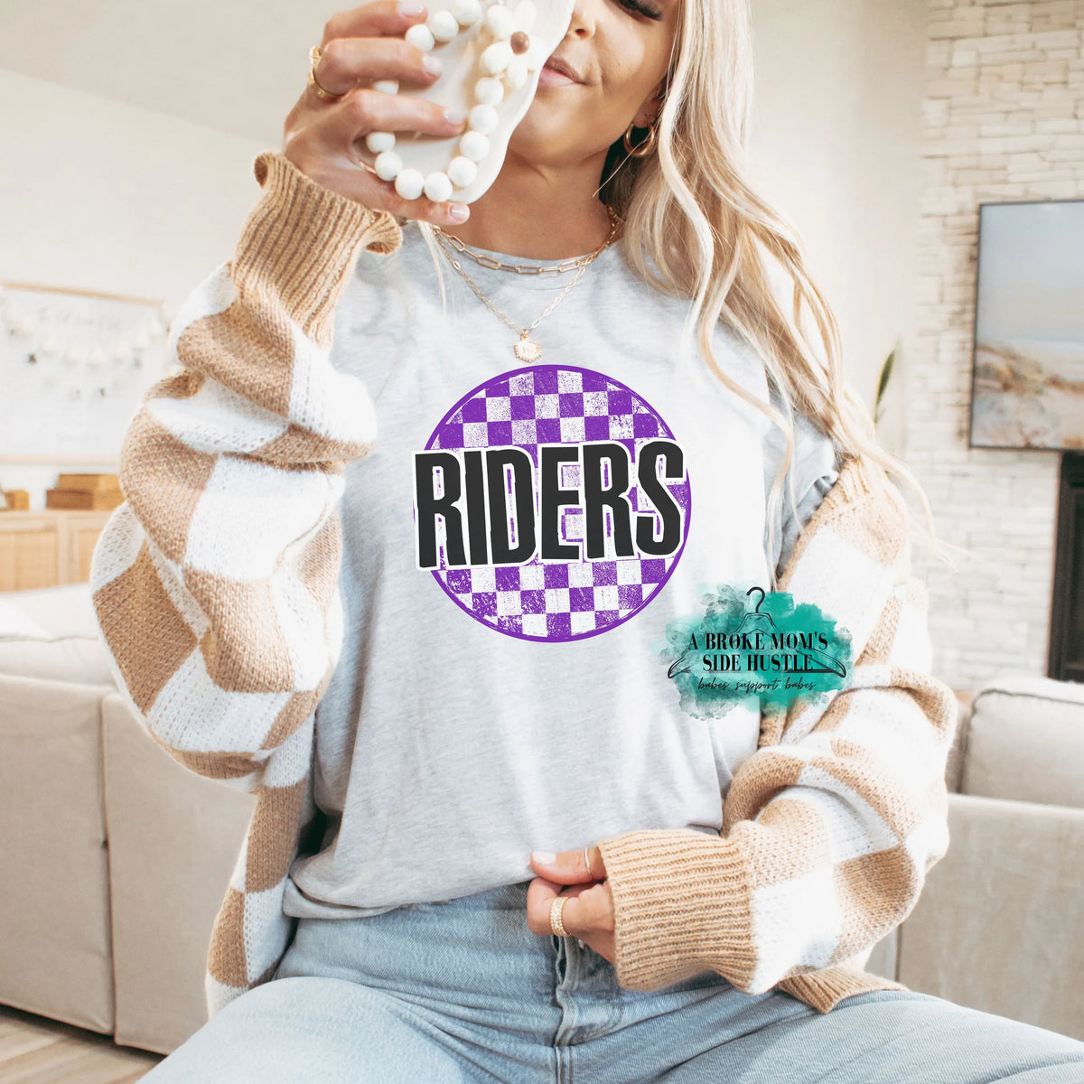 Riders Checker Round Tee