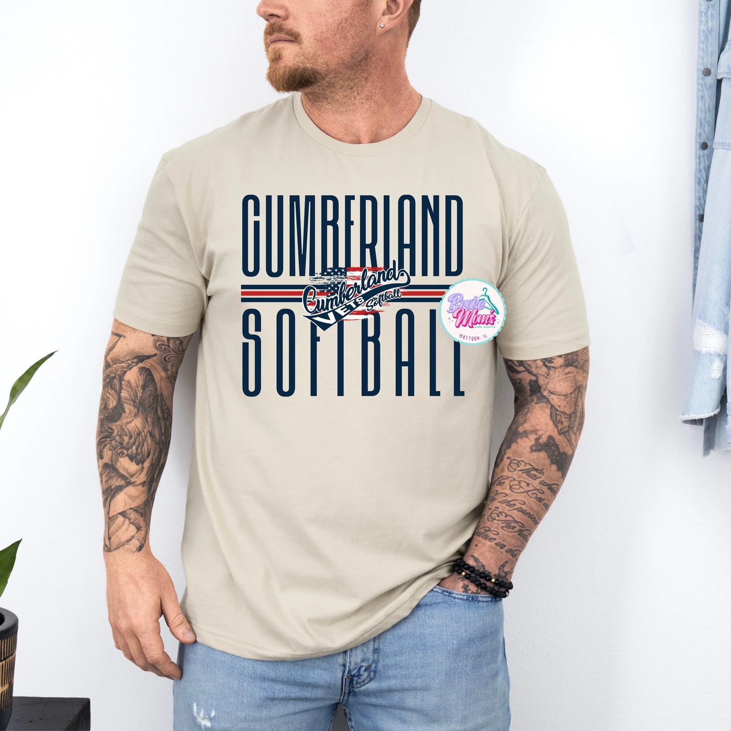 Mens Cumberland Vets Long Letters Tee/Sweatshirt