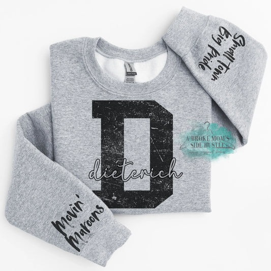 Dieterich Movin' Maroons Large Letter 2x Sleeve Sweatshirt