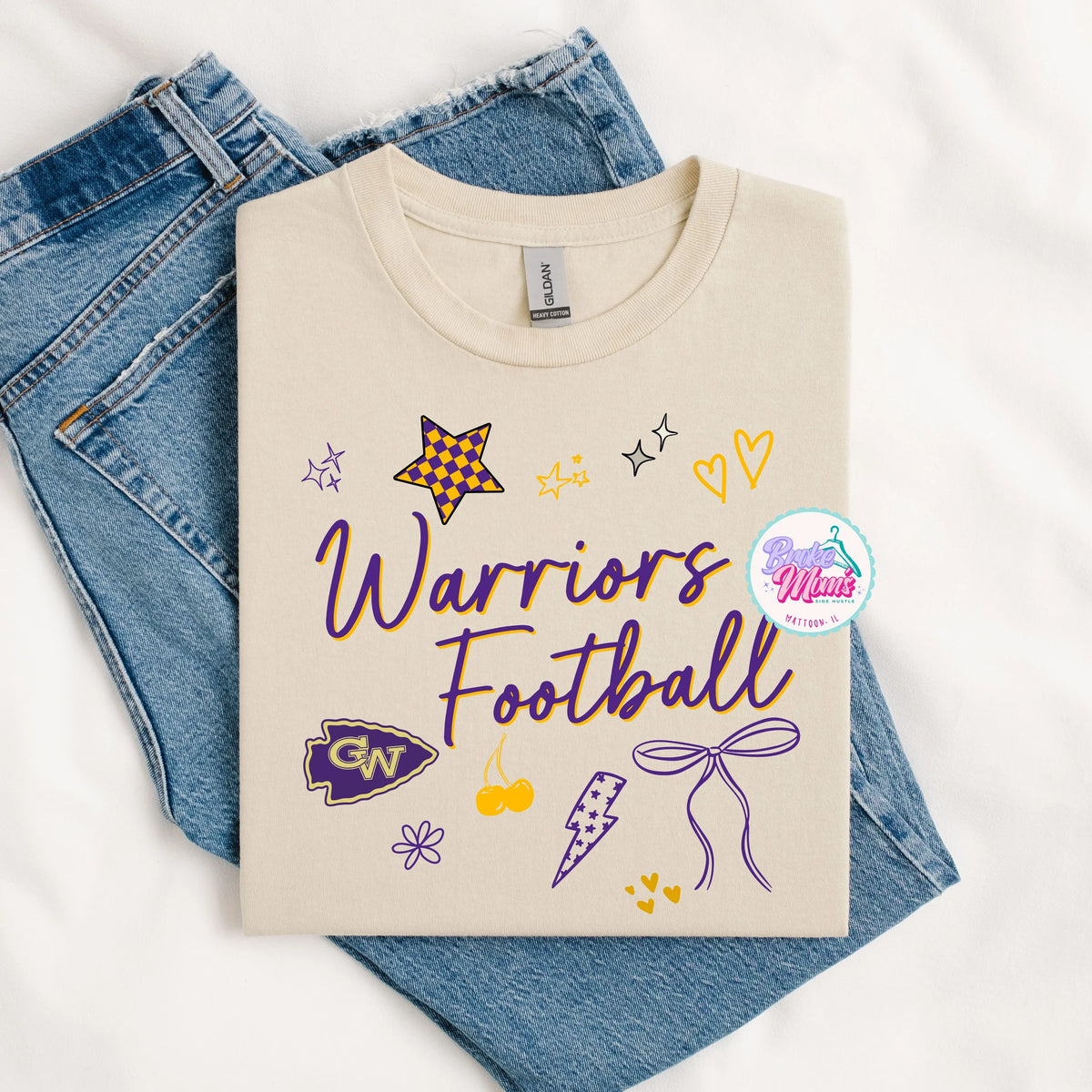 CW Warriors Football So Many Doodles Tee