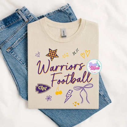 CW Warriors Football So Many Doodles Tee