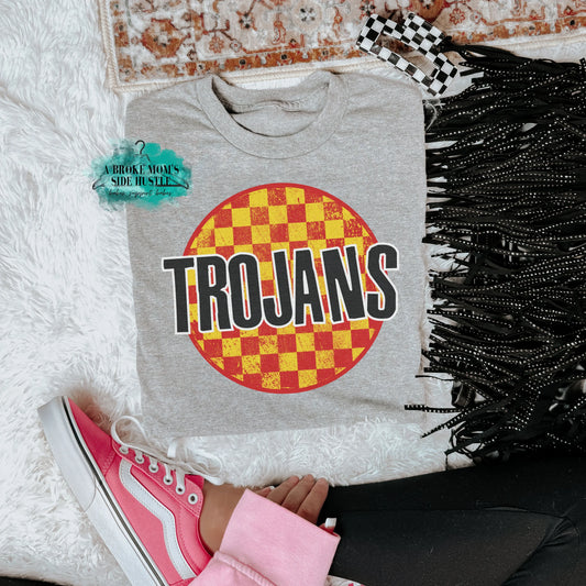 Trojans Checker Round Tee