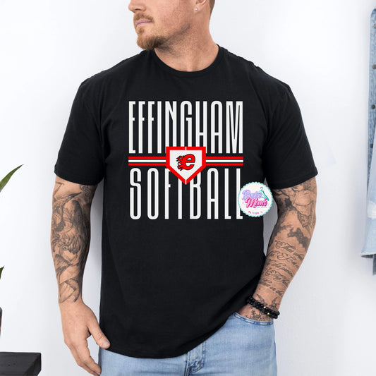 Mens Effingham Softball Long Letters Tee/Sweatshirt