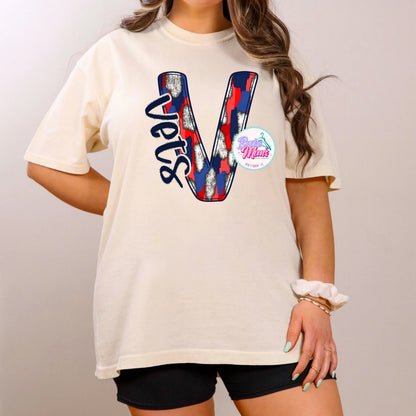 Vets Letter Faux Glitter Ombré Tee/Sweatshirt