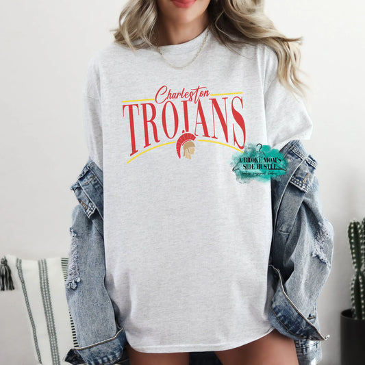 Trojans Logo Curved Tee/Sweatshirt
