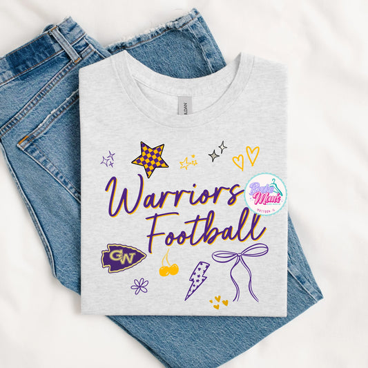 CW Warriors Football So Many Doodles Tee